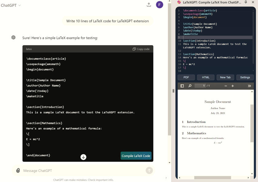 LaTeX Render in ChatGPT